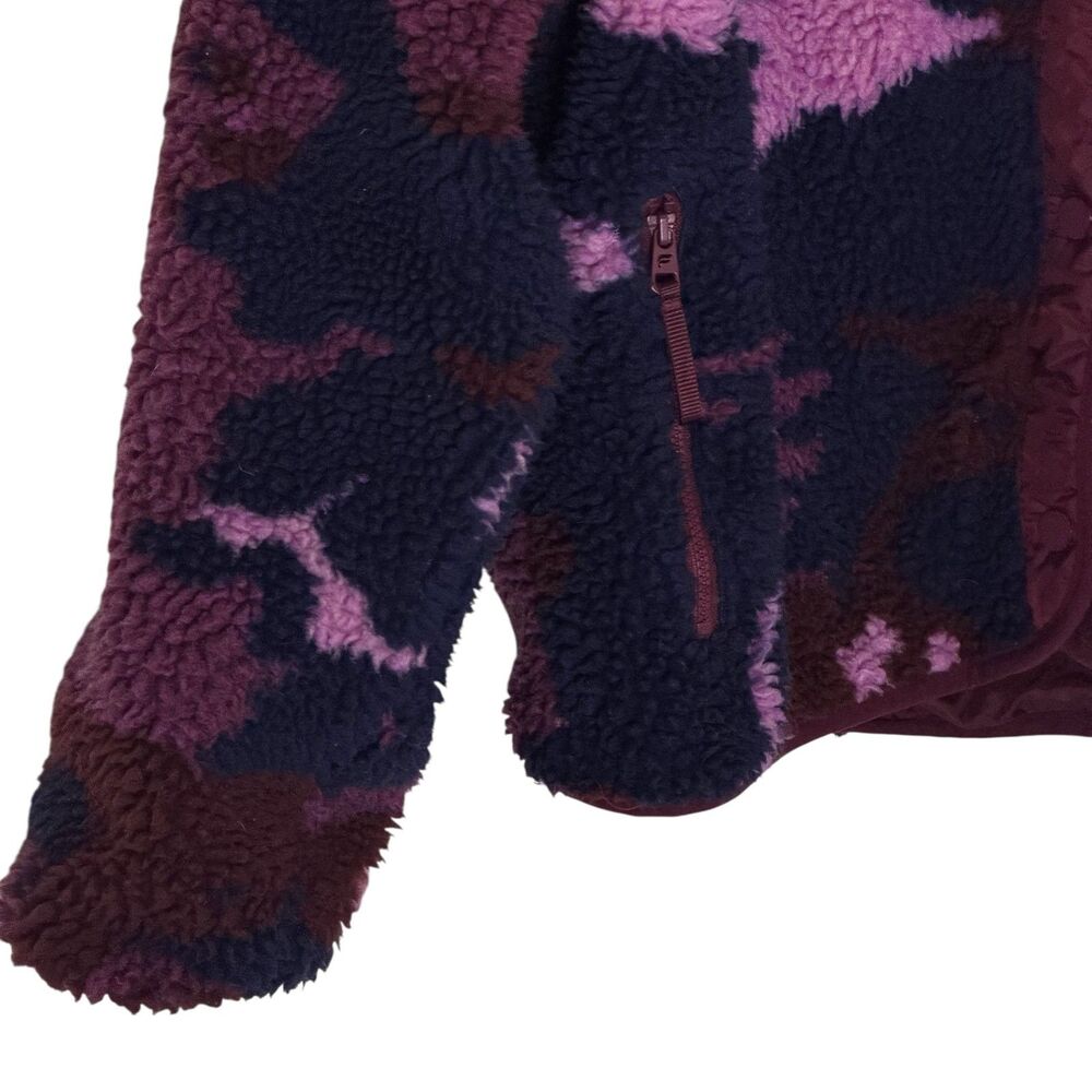 Fabletics Tahoe Teddy  Fleece Jacket Snap Front Camo Merlot Black Pink L bv - Picture 6 of 11